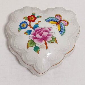 Vintage Estee Lauder Ceramic Heart with Flowers and Butterfly